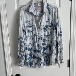 Mossimo Blue Tie-Dye Denim Shirt